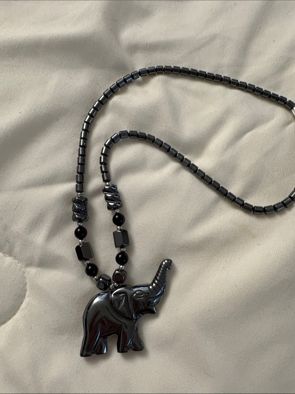Black Hematite Elephant Pendant Necklace - Women Jewelry